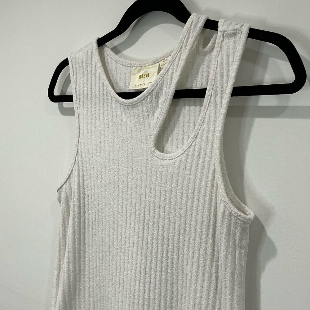 Anthropologie Maeve Ribbed Cut Out White Tank - Picture 3 of 8